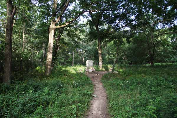 Off in the distance, you catch sight of the Fulton monument.  The Fulton is the largest and thus far the only monument in Bachelor Grove that was nos spray painted, knocked over or vandlized in some way.