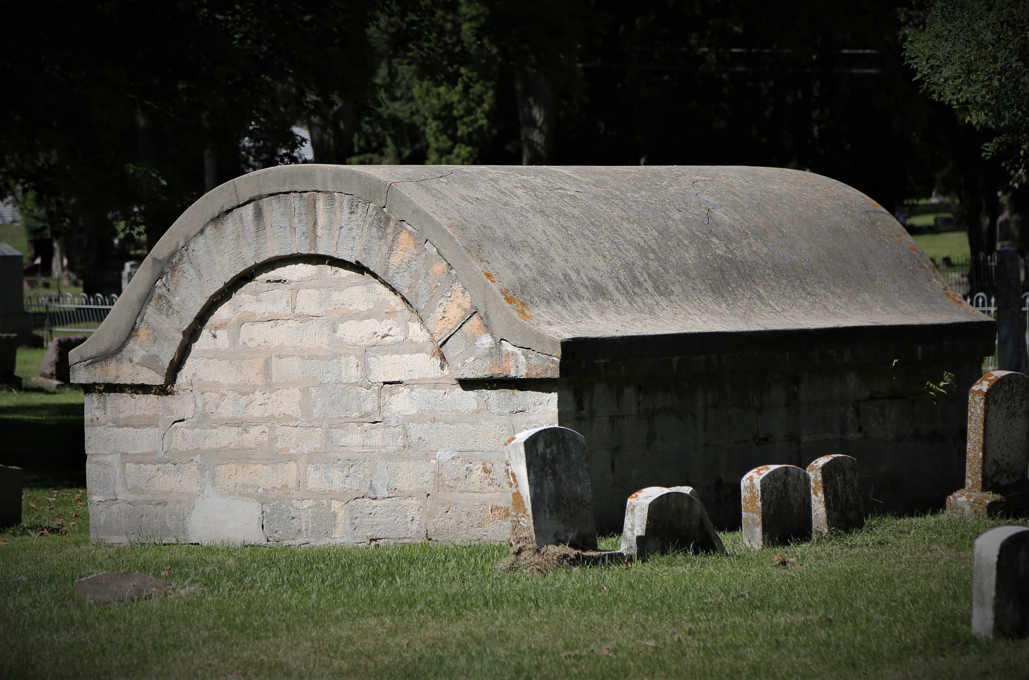 It is purported that if you sit or stand on top of this crypt, someone or something will push  you off.