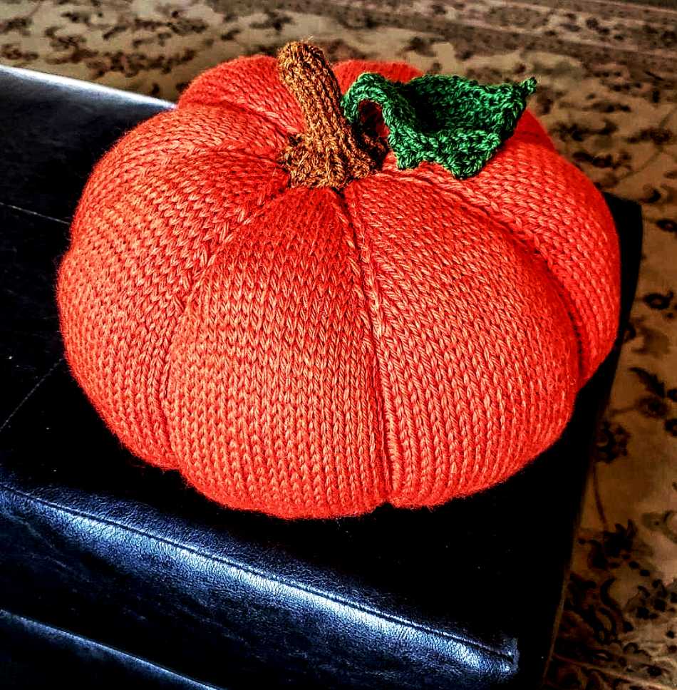 Hand crocheted pumpkin.